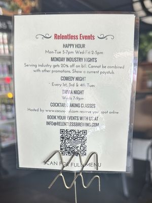 Menu photo 2 Relentless Brewing & Spirits Los Angeles, CA Menu photo 2 Relentless Brewing & Spirits Los Angeles, CA
