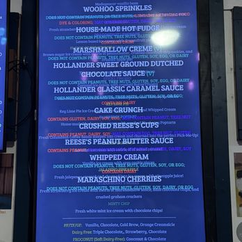 The Woohoo - 2026 topping menu - Ice Cream & Frozen Yogurt Near Me - Beach Haven, New Jersey