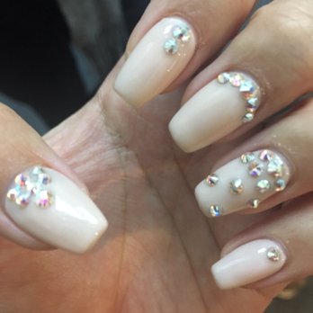 Nails By JoLe - Nude acrylics with Swarovski crystals! - Nail Salons Near Me - Newport Beach, California