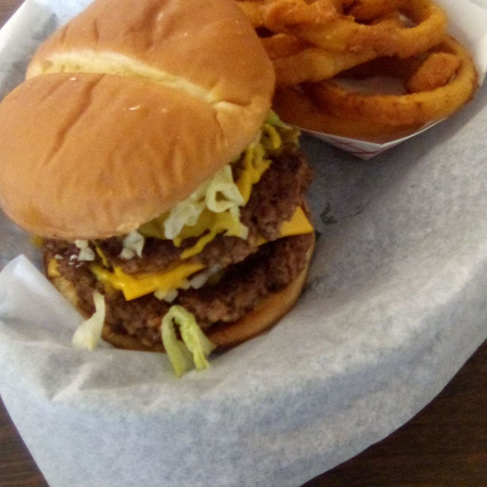 Burger Nook - Double meat Great Burger with onion rings from Burger Nook: Meat was not greasy but yet flavorful. Chile was flavorful. Rate it an "A-." - Burgers Near Me - Las Cruces, New Mexico Burger Nook - Double meat Great Burger with onion rings from Burger Nook: Meat was not greasy but yet flavorful. Chile was flavorful. Rate it an "A-." - Burgers Near Me - Las Cruces, New Mexico