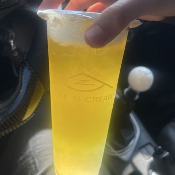 Leaf N Cream - Build Your Own Drink Jasmine Green Tea with green apple, lychee, peach, and agar boba - Bubble Tea Near Me - Tustin, California Leaf N Cream - Build Your Own Drink Jasmine Green Tea with green apple, lychee, peach, and agar boba - Bubble Tea Near Me - Tustin, California
