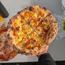 Market Special - corn, tomato, calabrian chili - creative and very good! IG - @bilalandjesseatfood