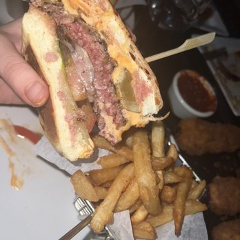 The Standard Pour - Tsp burger medium rare. - New American Near Me - Dallas, Texas The Standard Pour - Tsp burger medium rare. - New American Near Me - Dallas, Texas
