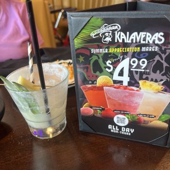 Kalaveras - Not to be missed are the five dollar margaritas Monday through Thursday. They were fantastic. - Mexican Near Me - Corona, California Kalaveras - Not to be missed are the five dollar margaritas Monday through Thursday. They were fantastic. - Mexican Near Me - Corona, California