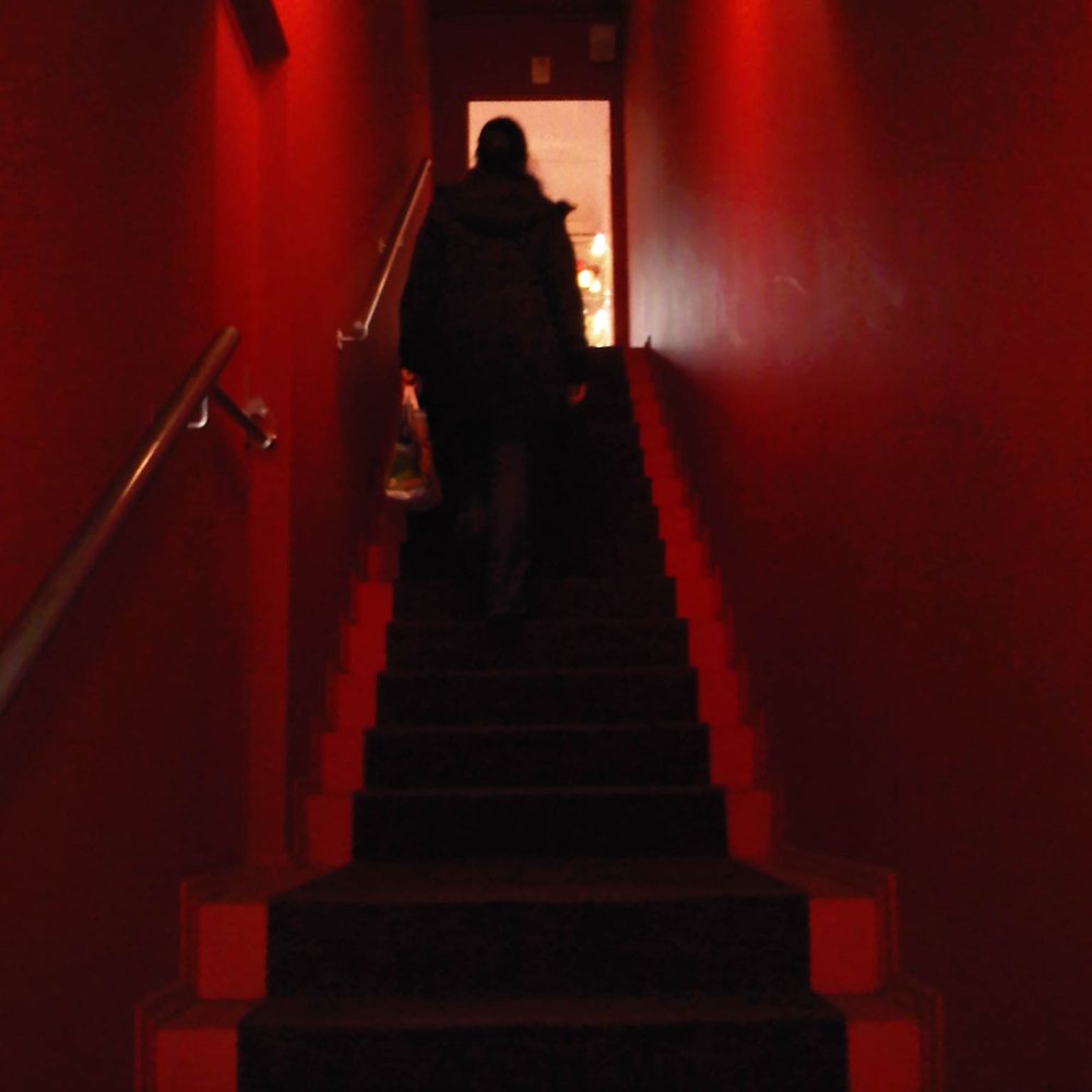 L'Adresse - Coté Restaurant - climb the red dark staircase to get to the restaurant - Modern European Near Me - Geneva, GE
