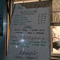 Normas Caribbean Jerk Cuisine - Menu board at Norma's Caribbean Jerk Cuisine, Columbia