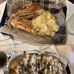 Cuban sandwich and yucca fries.