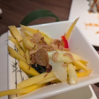 Wind Japanese and Thai - Thai Mango Salad. Not my favorite. The mango was unripe with a little flavor. - Thai Near Me - Buffalo, New York Wind Japanese and Thai - Thai Mango Salad. Not my favorite. The mango was unripe with a little flavor. - Thai Near Me - Buffalo, New York
