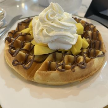 Prince Tea House - Waffle with Nutella and mango - Tea Rooms Near Me - Colonie, New York
