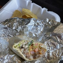Burritos & Beer - Steak burrito, queso,rice, refried beans, pico, hot salsa, cilantro and guac.