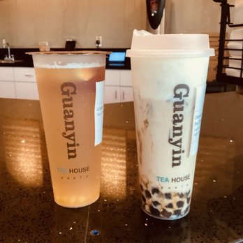 Guanyin Tea House - Golden Fruit Tea and Cheese Foam Guanyin Milk Tea with Brown Sugar Boba - Bubble Tea Near Me - West Covina, California