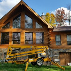 A - OK Painting & Remodeling - After: Log home Restoration and Stain Color Change Completion Curwensville, PA
