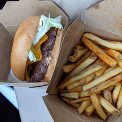 Chili Shack - cheeseburger + jalapenos with fries in the car. 10/10