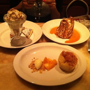 Oleana Restaurant - Oleana - 3 desserts for 2 people: almond cremolata, baked Alaska, bread pudding - Turkish Near Me - Cambridge, Massachusetts