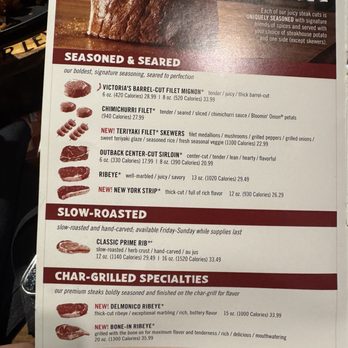 Outback Steakhouse - Menu 1 - Steakhouses Near Me - San Antonio, Texas Outback Steakhouse - Menu 1 - Steakhouses Near Me - San Antonio, Texas