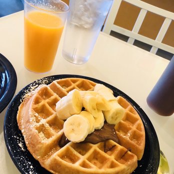 Cafe 222 - Buttermilk Waffles with Bananas and Nutella. - Breakfast & Brunch Near Me - San Diego, California Cafe 222 - Buttermilk Waffles with Bananas and Nutella. - Breakfast & Brunch Near Me - San Diego, California
