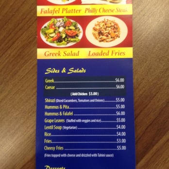 Suri's Mediterranean - Back of the menu - Mediterranean Near Me - Reno, Nevada