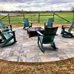 Legacy Landscapes - Dimensions 12 pavers, with a beautiful steel firepit in the middle.