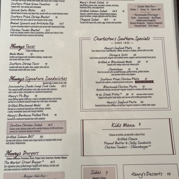 Henry's On The Market - Menu Selections - Bars Near Me - Charleston, South Carolina Henry's On The Market - Menu Selections - Bars Near Me - Charleston, South Carolina