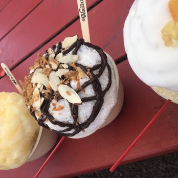 Wailua Shave Ice - De Mango One, Almond Joy, and Orange Dream. - Shaved Ice Near Me - Kapaa, Hawaii Wailua Shave Ice - De Mango One, Almond Joy, and Orange Dream. - Shaved Ice Near Me - Kapaa, Hawaii