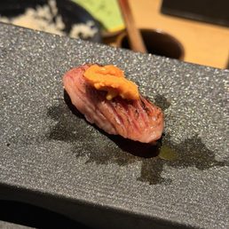 Waygu topped with uni Waygu topped with uni