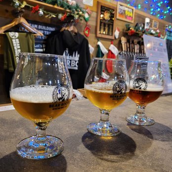 Bear Roots Brewing - three glasses of beer on a bar - Brewing Supplies Near Me - Vista, California Bear Roots Brewing - three glasses of beer on a bar - Brewing Supplies Near Me - Vista, California