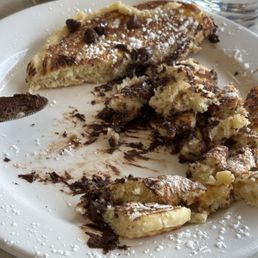 Kids chocolate chip pancake. Was excellent paired with the raspberry spread! Kids chocolate chip pancake. Was excellent paired with the raspberry spread!