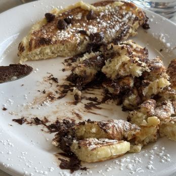At The Corner - Kids chocolate chip pancake. Was excellent paired with the raspberry spread! - Salad Near Me - Little Rock, Arkansas At The Corner - Kids chocolate chip pancake. Was excellent paired with the raspberry spread! - Salad Near Me - Little Rock, Arkansas