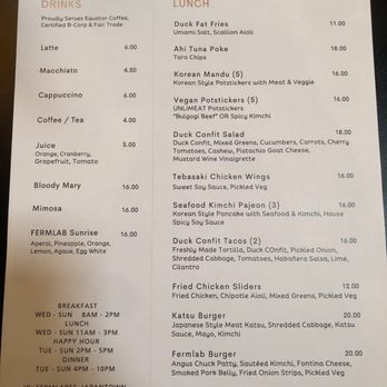 Fermentation Lab - Lunch menu - Cocktail Bars Near Me - San Francisco, California