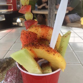 El Jalisciense - Grilled corn and fresh fruit cup with chili   great lunch for a hot summer day !! - Food Trucks Near Me - Kapolei, Hawaii