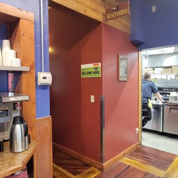 Denali Brewpub - walking to the restroom, clean kitchen - New American Near Me - Talkeetna, Alaska