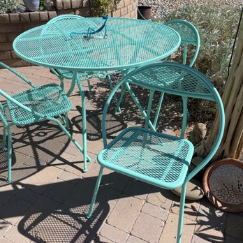Big Bear Commercial Blasting - 1963 Patio Table redone by Big Bear.  Love the color. - Sandblasting Near Me