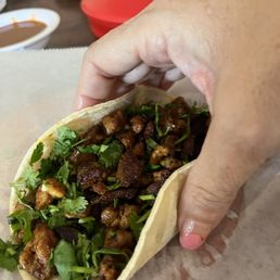 My super stuffed taco pastor on a corn tortilla My super stuffed taco pastor on a corn tortilla