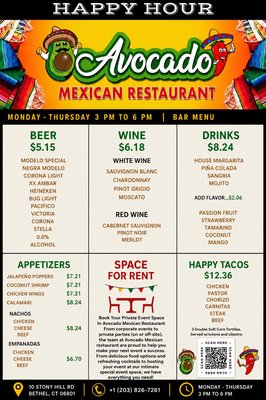 Menu photo 1 Avocado Mexican Restaurant Bethel, CT Menu photo 1 Avocado Mexican Restaurant Bethel, CT