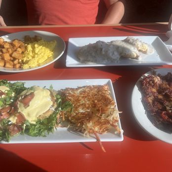 The Egg Bistro - Crab Cake Benedict & Sausage Gravy Biscuit, Corn beef hash - Breakfast & Brunch Near Me - Chesapeake, Virginia