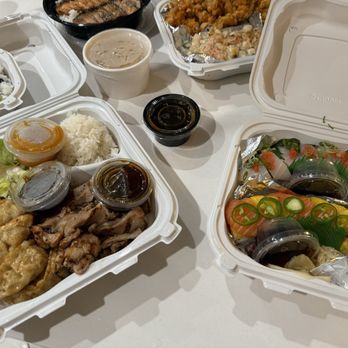 Buko Restaurant - 3 item dinner combo - Gyoza, Chicken Teriyaki, Spicy Tuna, Paradise Roll, White Dragon - Sushi Bars Near Me - Glendale, California