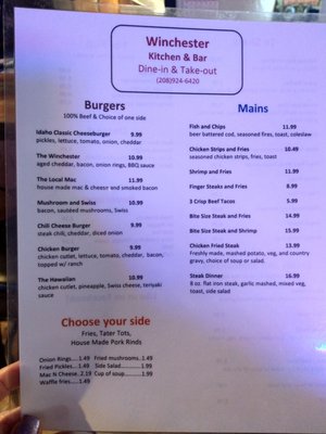 Menu photo 2 Winchester Kitchen & Bar Winchester, ID Menu photo 2 Winchester Kitchen & Bar Winchester, ID