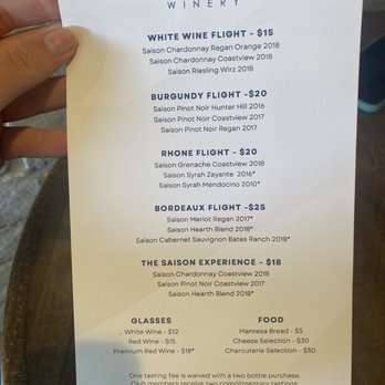 Saison Winery - Tasting menu May 2023 - Wine Tasting Room Near Me - Los Gatos, California Saison Winery - Tasting menu May 2023 - Wine Tasting Room Near Me - Los Gatos, California