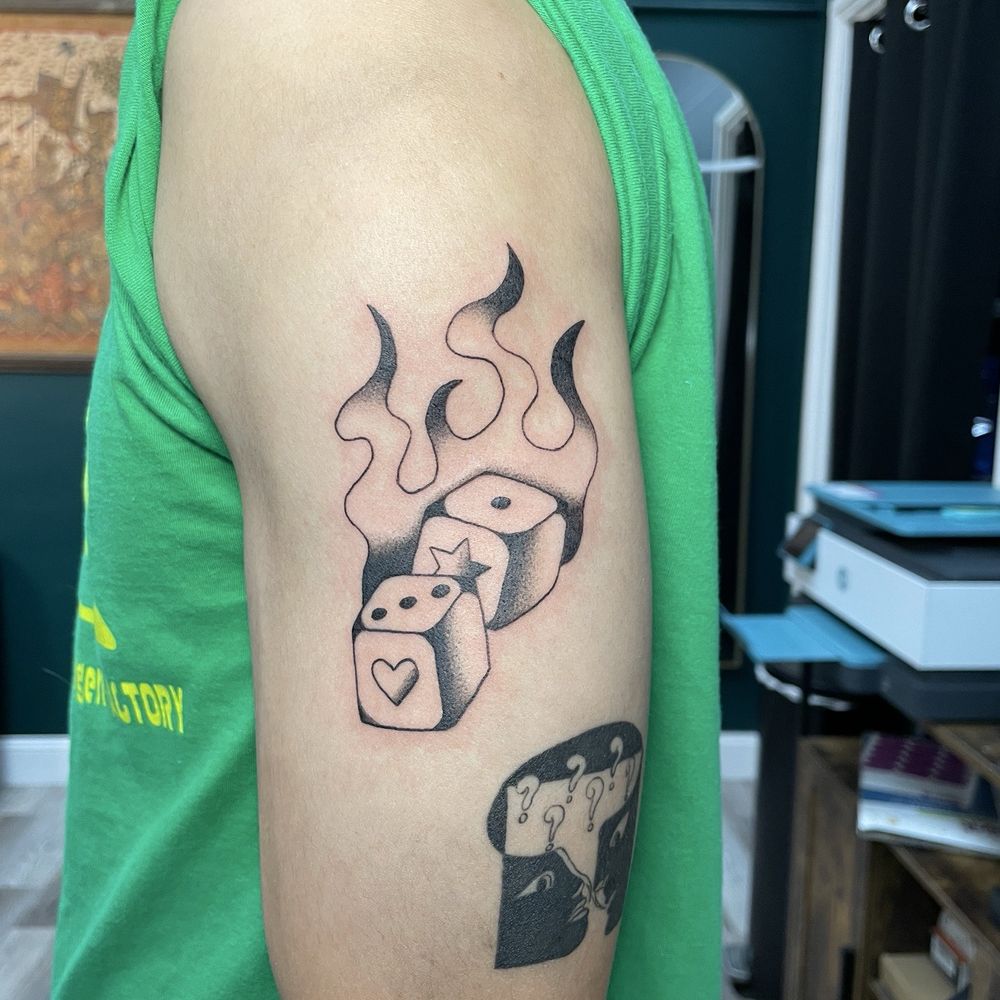 Flame dice by artist: Leta