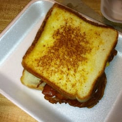 Grilled cheese & bacon! Yum!