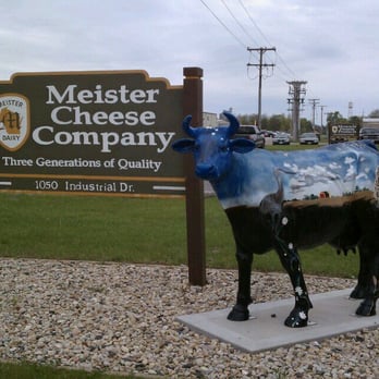 Meister - a statue of a cow in front of a sign - Cheese Shops Near Me - Muscoda, Wisconsin Meister - a statue of a cow in front of a sign - Cheese Shops Near Me - Muscoda, Wisconsin
