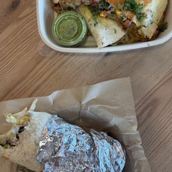 QDOBA Mexican Eats - Burrito and quesadilla (both chicken). - Fast Food Near Me - Cold Spring, Kentucky