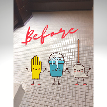 Bluebell Cleaning - Deep cleaning white tile floor: Before - Home Cleaning Near Me