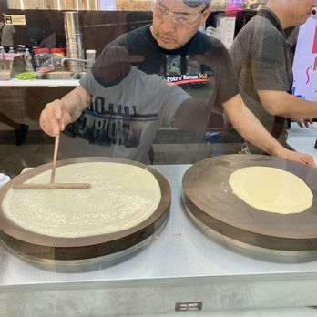 T-Swirl Crepe - Making the rice crêpes - Desserts Near Me - Paramus, New Jersey