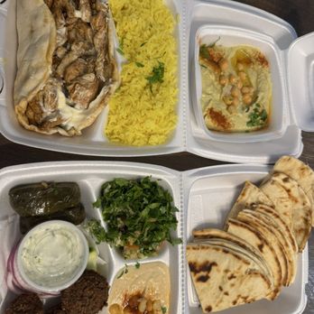 Aladdin Mediterranean Cafe - Vegetarian Plate and Chicken Shawarma Wrap - Mediterranean Near Me - Fort Worth, Texas