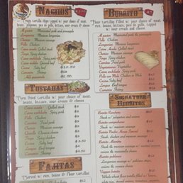 a menu for a mexican restaurant