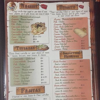 El Burrito Nacho - a menu for a mexican restaurant - Mexican Near Me - Brooklyn, New York