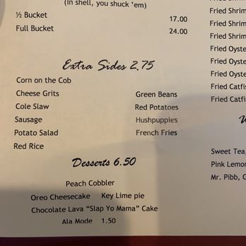 The ShellHouse Seafood Restaurant - Portion of menu - Seafood Near Me - Savannah, Georgia