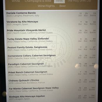 Cork Dork - Menu- wine (reds) - New American Near Me - Thousand Oaks, California
