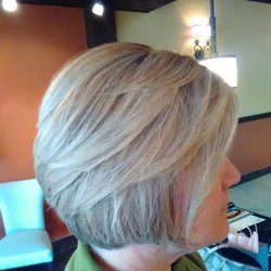Salon Jackie - full white hair with blonde and dark blonde highlights